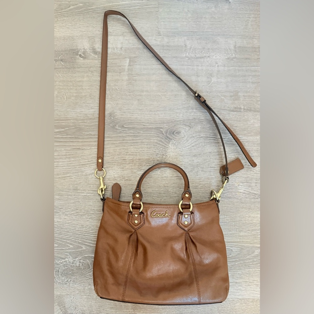Coach F20342 Ashley Leather Mini Tote Purse Brass In Brown